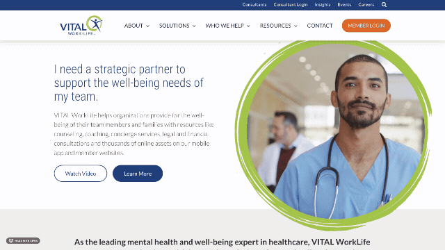 Vita WorkLife homepage - motion