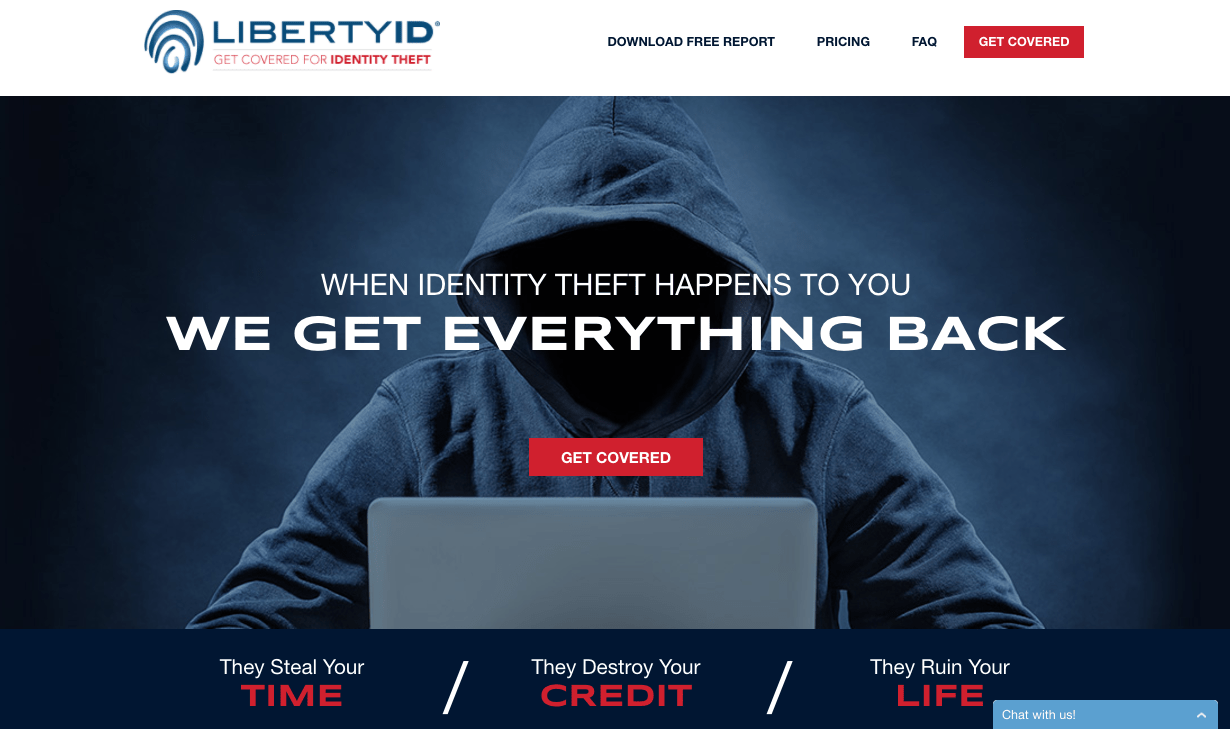 A screenshot of LibertyID's home page. 